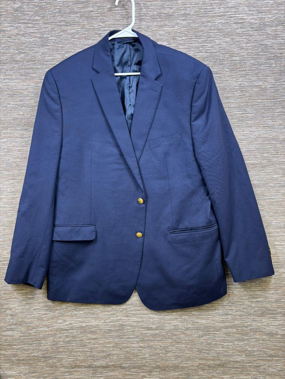 Lauren Ralph Lauren Wool Blazer Suit Jacket Mens Size 46L Blue Two Button Macy's